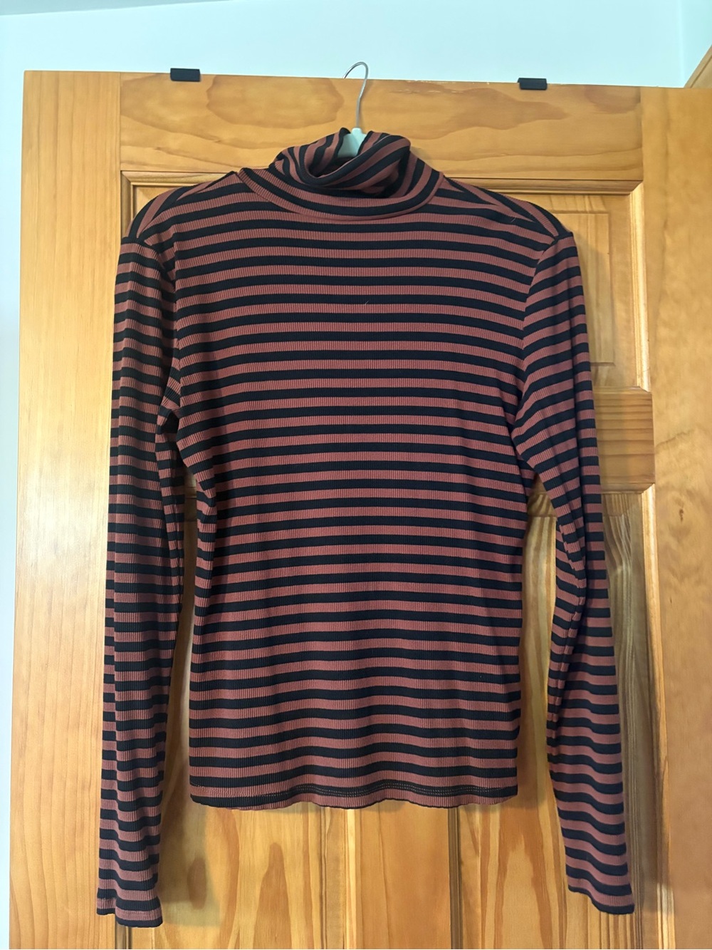 Sonoma Striped Long Sleeve Turtleneck - Black & Rust